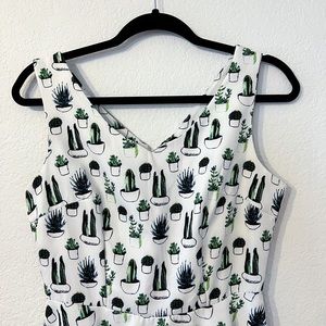 Cactus Print Midi Dress